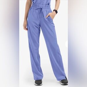 Uniform Advantage Women's High Waisted Wide Leg Scrub Pants-Size L-Ceil Blue